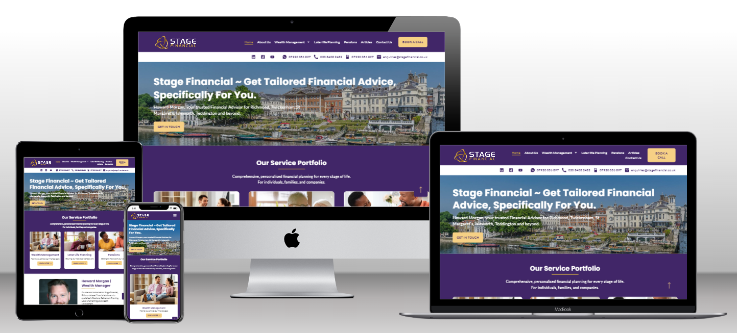 Cassia Digital client portfolio case study on Stage Financial Richmond, London - web design, web development, web hosting, SEO audit, content creation and business consulting.